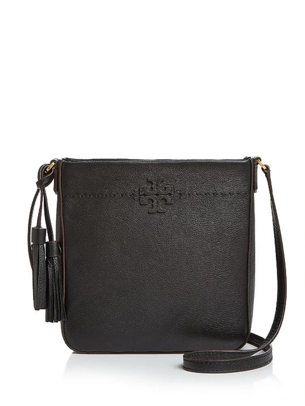 Tory Burch Black Leather Swingpack Crossbody with Tassel